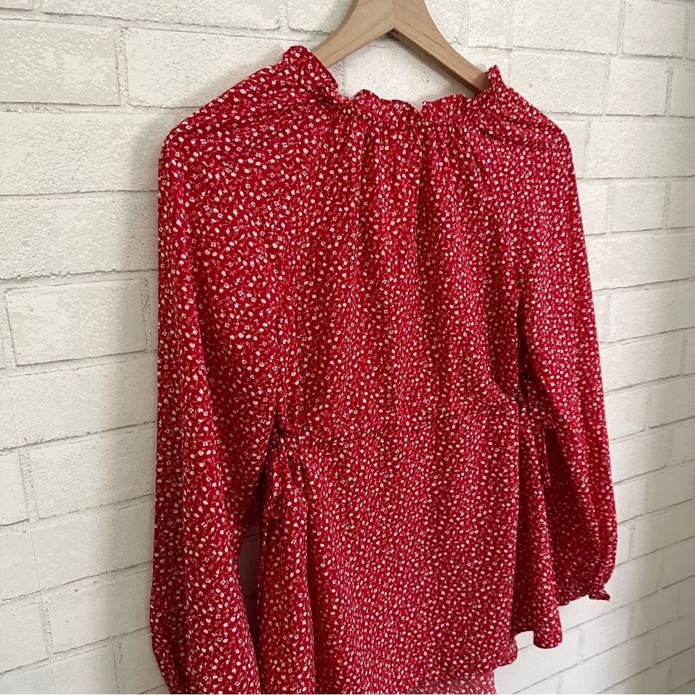 ISABEL Maternity by Ingrid + Isabel Red Flowered Side Tie Long Sleeve Top - Picture 9 of 11